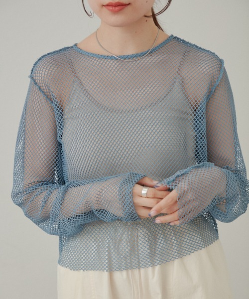 Kastane（カスタネ）の「メッシュ2WAYプルオーバー（Tシャツ/カットソー・レディース・ブルー/アイボリー/イエロー・FREE）」の12枚目の写真