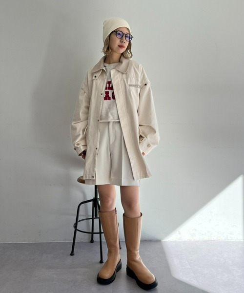 CIAOPANIC(チャオパニック)の「リブ編みニットビーニー(ニットキャップ/ビーニー・レディース・ブラック/グレー/オフホワイト/イエロー・FREE)」の8枚目の写真