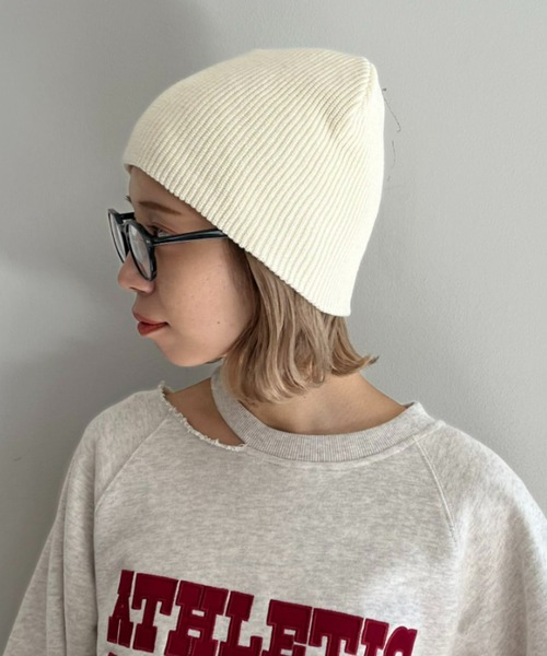 CIAOPANIC(チャオパニック)の「リブ編みニットビーニー(ニットキャップ/ビーニー・レディース・ブラック/グレー/オフホワイト/イエロー・FREE)」の12枚目の写真