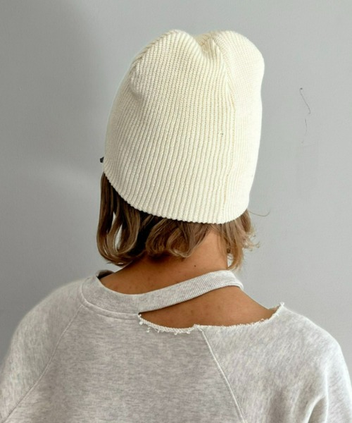 CIAOPANIC(チャオパニック)の「リブ編みニットビーニー(ニットキャップ/ビーニー・レディース・ブラック/グレー/オフホワイト/イエロー・FREE)」の13枚目の写真