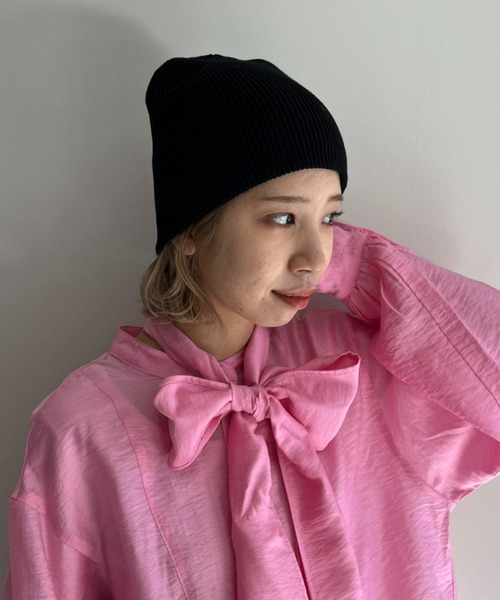 CIAOPANIC(チャオパニック)の「リブ編みニットビーニー(ニットキャップ/ビーニー・レディース・ブラック/グレー/オフホワイト/イエロー・FREE)」の16枚目の写真