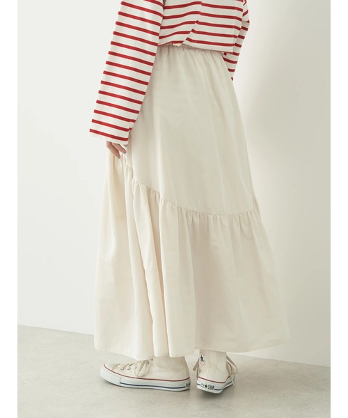 earth music&ecology（アースミュージックアンドエコロジー）の「オーバル切替ティアードスカート（スカート・レディース・ライトカーキ/ライトパープル/オフホワイト/ブラック・FREE）」の8枚目の写真