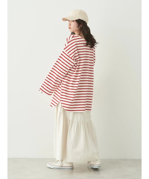 earth music&ecology（アースミュージックアンドエコロジー）の「オーバル切替ティアードスカート（スカート・レディース・ライトカーキ/ライトパープル/オフホワイト/ブラック・FREE）」の11枚目の写真