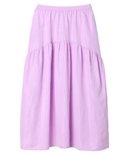 earth music&ecology（アースミュージックアンドエコロジー）の「オーバル切替ティアードスカート（スカート・レディース・ライトカーキ/ライトパープル/オフホワイト/ブラック・FREE）」の12枚目の写真