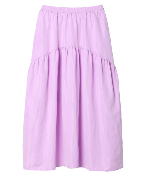 earth music&ecology（アースミュージックアンドエコロジー）の「オーバル切替ティアードスカート（スカート・レディース・ライトカーキ/ライトパープル/オフホワイト/ブラック・FREE）」の21枚目の写真