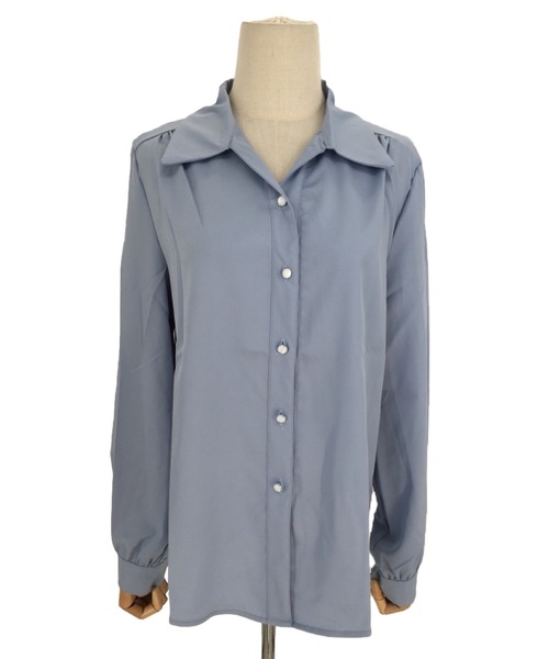 Amulet（アミュレット）の「長袖シャツブラウス（シャツ/ブラウス・レディース・ブルー/ホワイト・L/XL/M）」の6枚目の写真