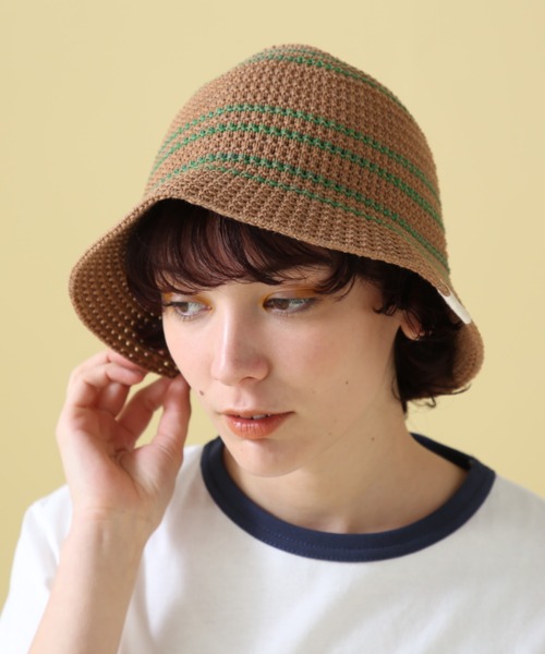 AVIREX（アヴィレックス）の「LINE TULIP HUT/ ラインチューリップハット（ハット・レディース・ホワイト系2/ブラウン・F）」の4枚目の写真