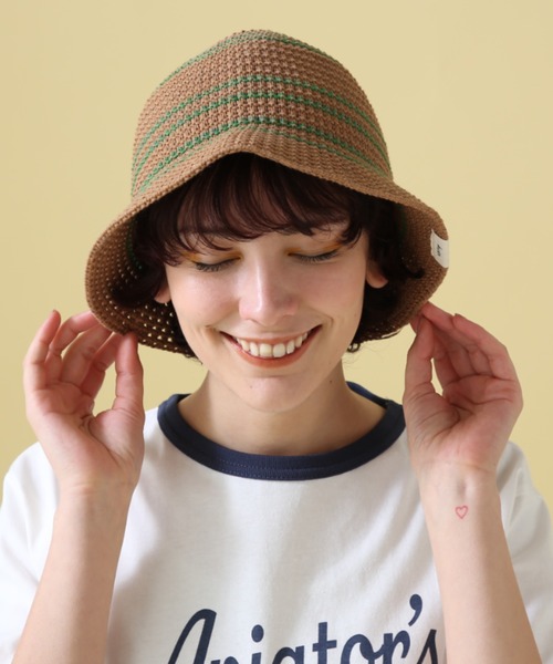 AVIREX（アヴィレックス）の「LINE TULIP HUT/ ラインチューリップハット（ハット・レディース・ホワイト系2/ブラウン・F）」の6枚目の写真