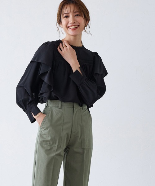 Pierrot（ピエロ）の「センタープレスベイカーパンツ（その他パンツ・レディース・アイボリー/ブラック/カーキ・L/PM/M）」の9枚目の写真