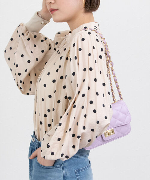値下！完売品　NOLLEY'S ギャザードットブラウス NOLLEY'S ブラウス シャツ ドットギャザーショート丈ブラウス