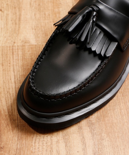 Dr. Martens Adrian Mono Black Smooth - Mocassino Stringato In Pelle, Suola In Gomma, Tacco Piatto 3 Cm