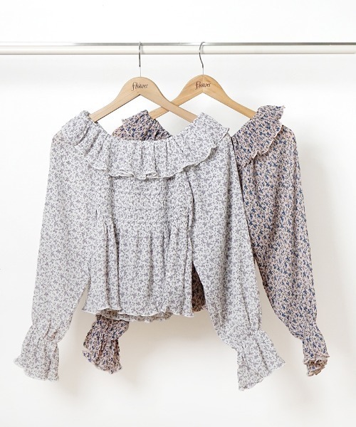 flower（フラワー）の「シャーリングブルームブラウス（シャツ/ブラウス・レディース・ピンク/ホワイト・FREE）」の14枚目の写真