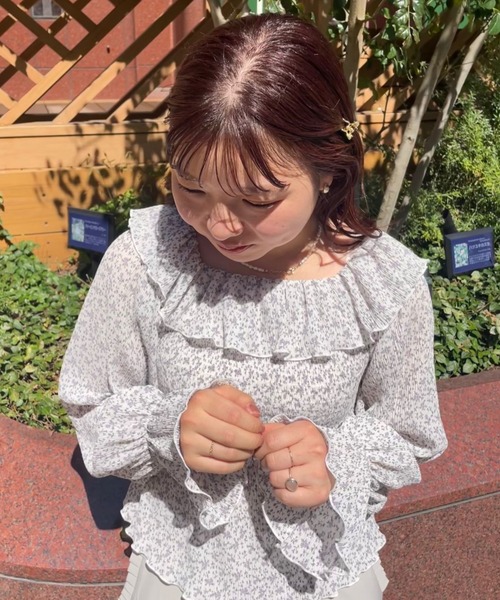 flower（フラワー）の「シャーリングブルームブラウス（シャツ/ブラウス・レディース・ピンク/ホワイト・FREE）」の13枚目の写真