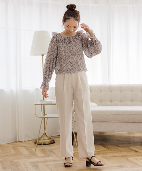 flower（フラワー）の「シャーリングブルームブラウス（シャツ/ブラウス・レディース・ピンク/ホワイト・FREE）」の10枚目の写真