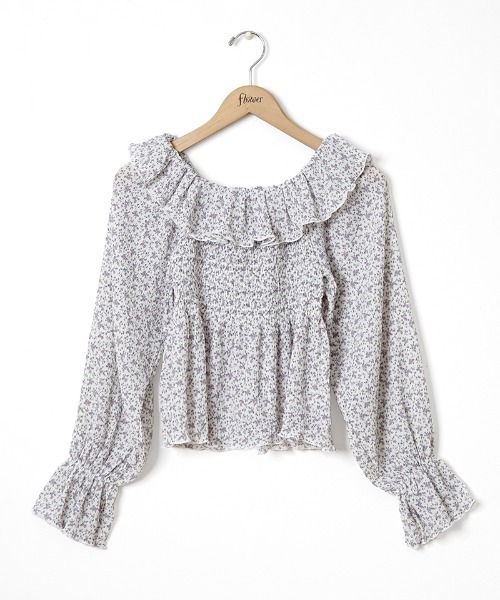 flower（フラワー）の「シャーリングブルームブラウス（シャツ/ブラウス・レディース・ピンク/ホワイト・FREE）」の15枚目の写真