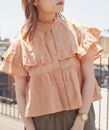 w closet | スタンドカラーコットンフリルブラウス(シャツ/ブラウス)