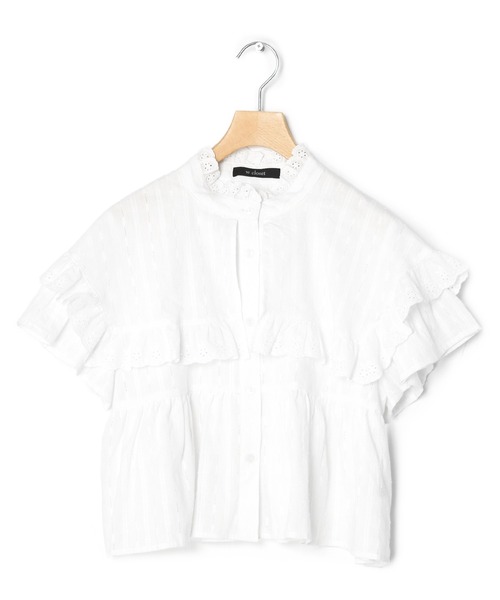 w closet（ダブルクローゼット）の「スタンドカラーコットンフリルブラウス（シャツ/ブラウス・レディース・オフホワイト/ミント/ブラック/オレンジ・FREE）」の8枚目の写真