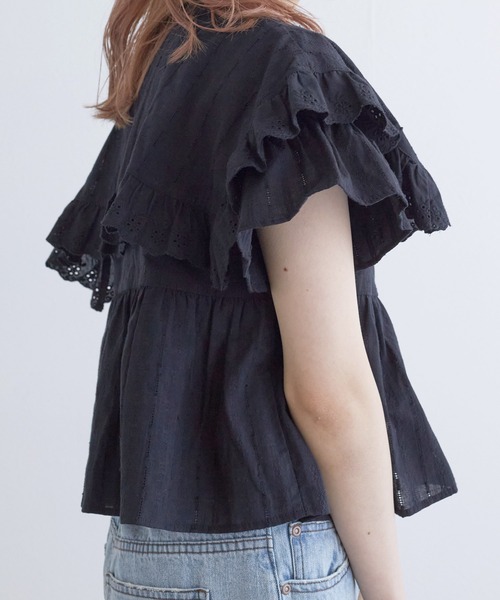 w closet（ダブルクローゼット）の「スタンドカラーコットンフリルブラウス（シャツ/ブラウス・レディース・オフホワイト/ミント/ブラック/オレンジ・FREE）」の19枚目の写真