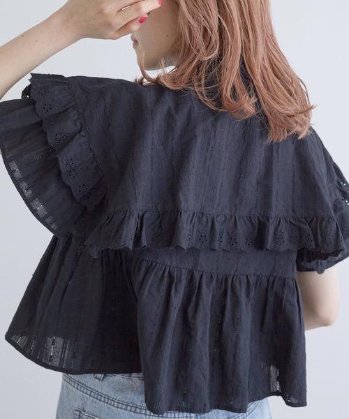 w closet（ダブルクローゼット）の「スタンドカラーコットンフリルブラウス（シャツ/ブラウス・レディース・オフホワイト/ミント/ブラック/オレンジ・FREE）」の20枚目の写真