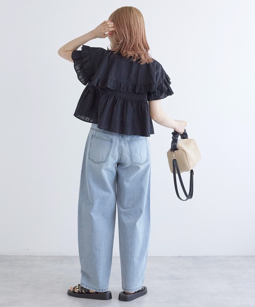 w closet（ダブルクローゼット）の「スタンドカラーコットンフリルブラウス（シャツ/ブラウス・レディース・オフホワイト/ミント/ブラック/オレンジ・FREE）」の21枚目の写真