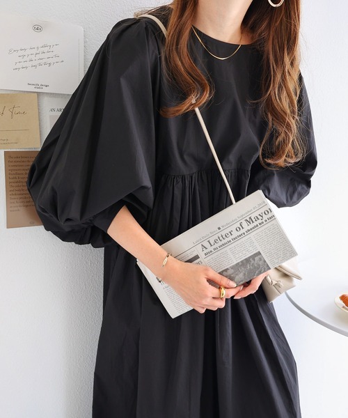 ESTNATION コットンタイプライターボリュームワンピース タイプライターボリュームワンピース（ワンピース）｜andme