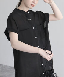 fredy emue | シアーバンドカラーフレンチシャツ(シャツ/ブラウス)