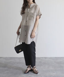 fredy emue | シアーバンドカラーフレンチシャツ(シャツ/ブラウス)