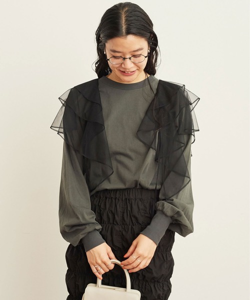 fig Ｌondon（フィグロンドン）の「puff LON T（Tシャツ/カットソー・レディース・チャコールグレー/サックスブルー/ホワイト/ミント・FREE）」の10枚目の写真