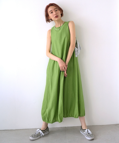 小さいサイズ 【hiiさんコラボ】バルーンスリーブワンピース 低