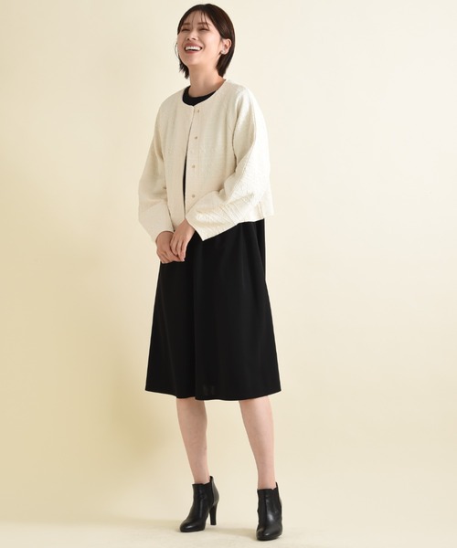 INTERPLANET（インタープラネット）の「カットジョーゼッバックプリーツワンピース（ワンピース・レディース・ピンク/ブラック/グレイッシュベージュ・FREE）」の15枚目の写真