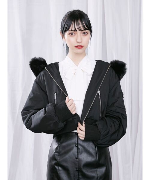 EATME（イートミー）の「ファイクファーフードブルゾン（ブルゾン・レディース・アイボリー/ブラック・FREE）」の14枚目の写真