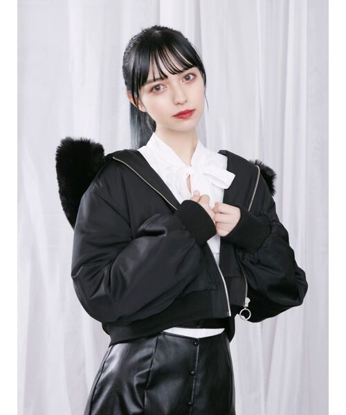 EATME（イートミー）の「ファイクファーフードブルゾン（ブルゾン・レディース・アイボリー/ブラック・FREE）」の15枚目の写真