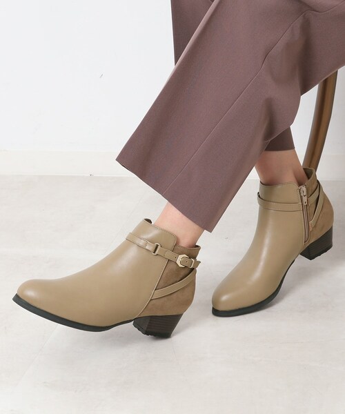 SHOO・LA・RUE（シューラルー）の「◆配色ショートブーツ（ブーツ・レディース・ベージュ/ブラック・35/45）」の3枚目の写真