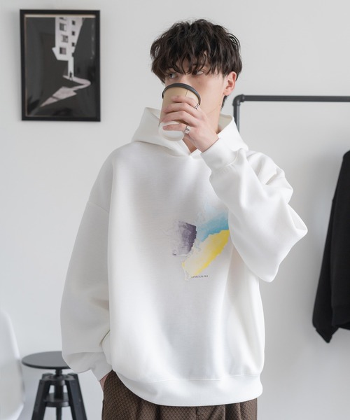 Rocky Monroe(ロッキーモンロー)の「オーバーサイズ ダンボールニット プリント プルオーバーパーカー(パーカー・メンズ・ホワイト/グレー/チャコール/ブラウン・M/XL/L)」の13枚目の写真