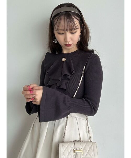 dazzlin（ダズリン）の「ジャボフレアスリーブニットトップス（ニット/セーター・レディース・アイボリー/ブラック/ブラウン・FREE）」の4枚目の写真