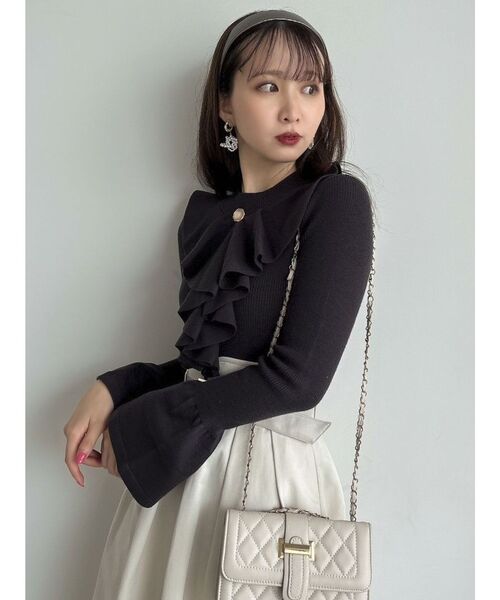 dazzlin（ダズリン）の「ジャボフレアスリーブニットトップス（ニット/セーター・レディース・アイボリー/ブラック/ブラウン・FREE）」の7枚目の写真