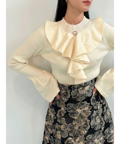 dazzlin（ダズリン）の「ジャボフレアスリーブニットトップス（ニット/セーター・レディース・アイボリー/ブラック/ブラウン・FREE）」の19枚目の写真