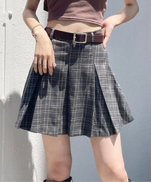 ベルト付きプリーツスカパン