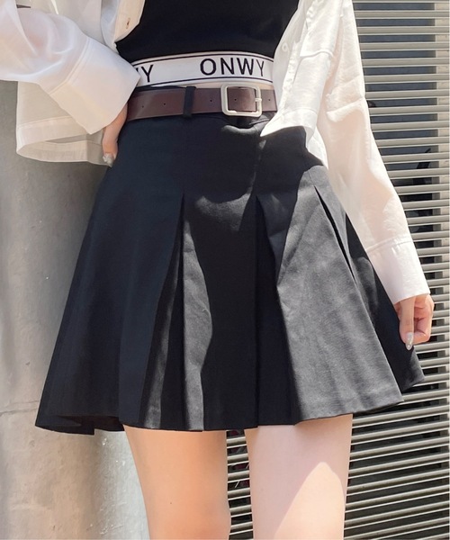 one way(ワンウェイ)の「ベルト付きプリーツスカパン(スカート・レディース・グレー/ダークグレー/ブラック/ベージュ・FREE)」の5枚目の写真