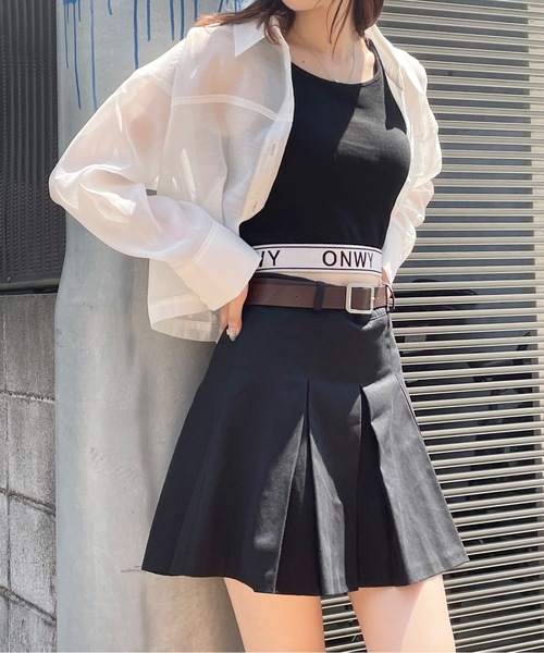 one way(ワンウェイ)の「ベルト付きプリーツスカパン(スカート・レディース・グレー/ダークグレー/ブラック/ベージュ・FREE)」の7枚目の写真