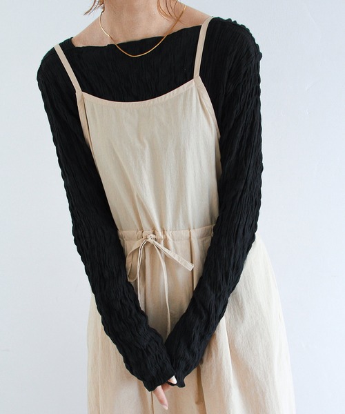 Crisp（クリスプ）の「シャーリングメロウトップス（Tシャツ/カットソー・レディース・レッド/ブラック/ベージュ・FREE）」の16枚目の写真