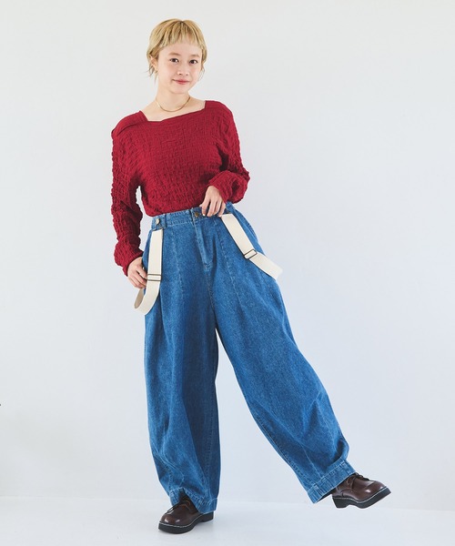 Crisp（クリスプ）の「シャーリングメロウトップス（Tシャツ/カットソー・レディース・レッド/ブラック/ベージュ・FREE）」の17枚目の写真