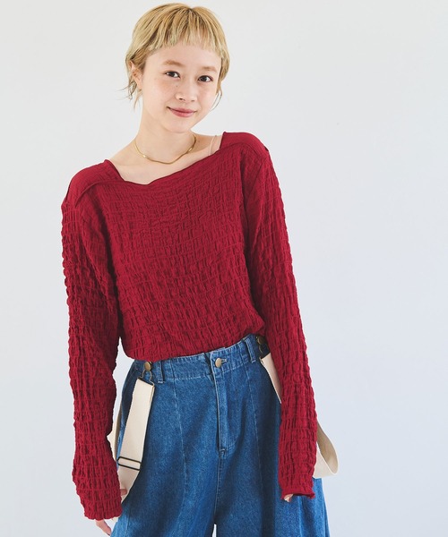 Crisp（クリスプ）の「シャーリングメロウトップス（Tシャツ/カットソー・レディース・レッド/ブラック/ベージュ・FREE）」の20枚目の写真