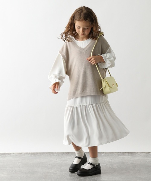 GLOBAL WORK（グローバルワーク）の「Vネックニットベストセットワンピース/704146（ワンピース・キッズ・ブラック/ホワイト・130cm/160cm/140cm/120cm/100cm/110cm/150cm）」の10枚目の写真