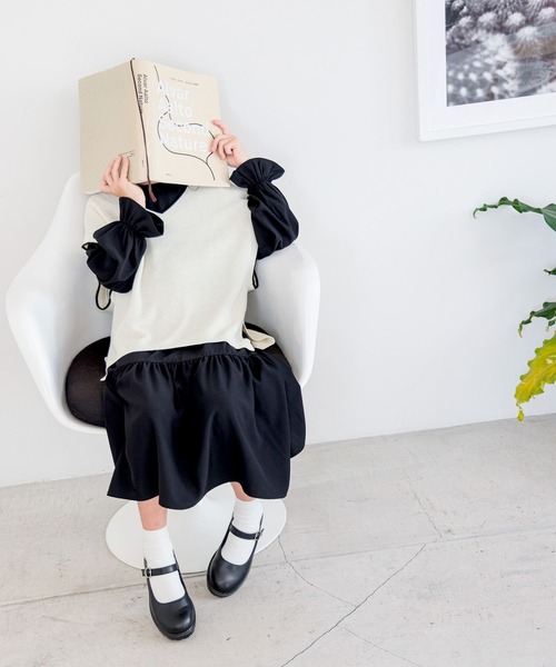 GLOBAL WORK（グローバルワーク）の「Vネックニットベストセットワンピース/704146（ワンピース・キッズ・ブラック/ホワイト・130cm/160cm/140cm/120cm/100cm/110cm/150cm）」の14枚目の写真