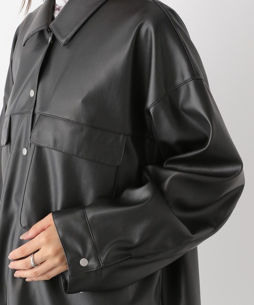 OVERCOAT フェイクレザーシャツジャケット セール】フェイクレザーシャツジャケット 183978（その他