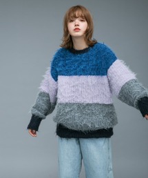 KBF | マルチボーダーシャギーニット(ニット/セーター)