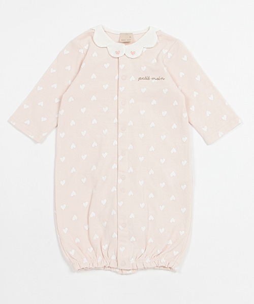 petit main（プティマイン）の「【弱酸性】ハート柄２ＷＡＹオール（ロンパース・キッズ・マルチ/アイボリー/ライトピンク・50-70cm）」の2枚目の写真