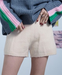ウール混モヘアタッチニットショートパンツ