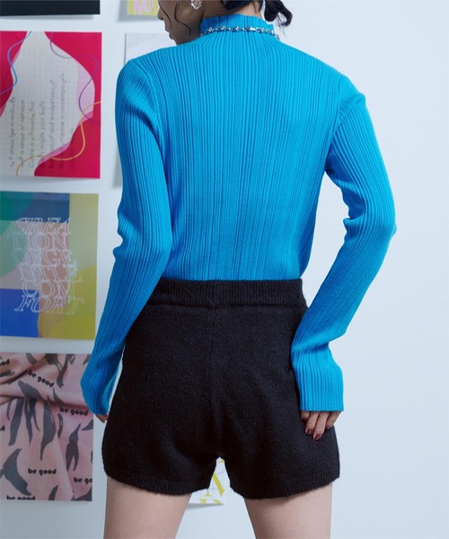 miette（ミエット）の「ウール混モヘアタッチニットショートパンツ（その他パンツ・レディース・グレー/アイボリー/ブラック・FREE）」の8枚目の写真